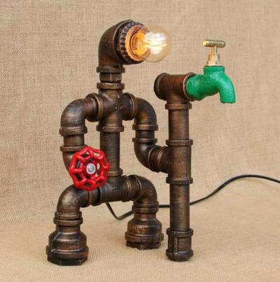 TD07 Iron Rustic pipe table lamp